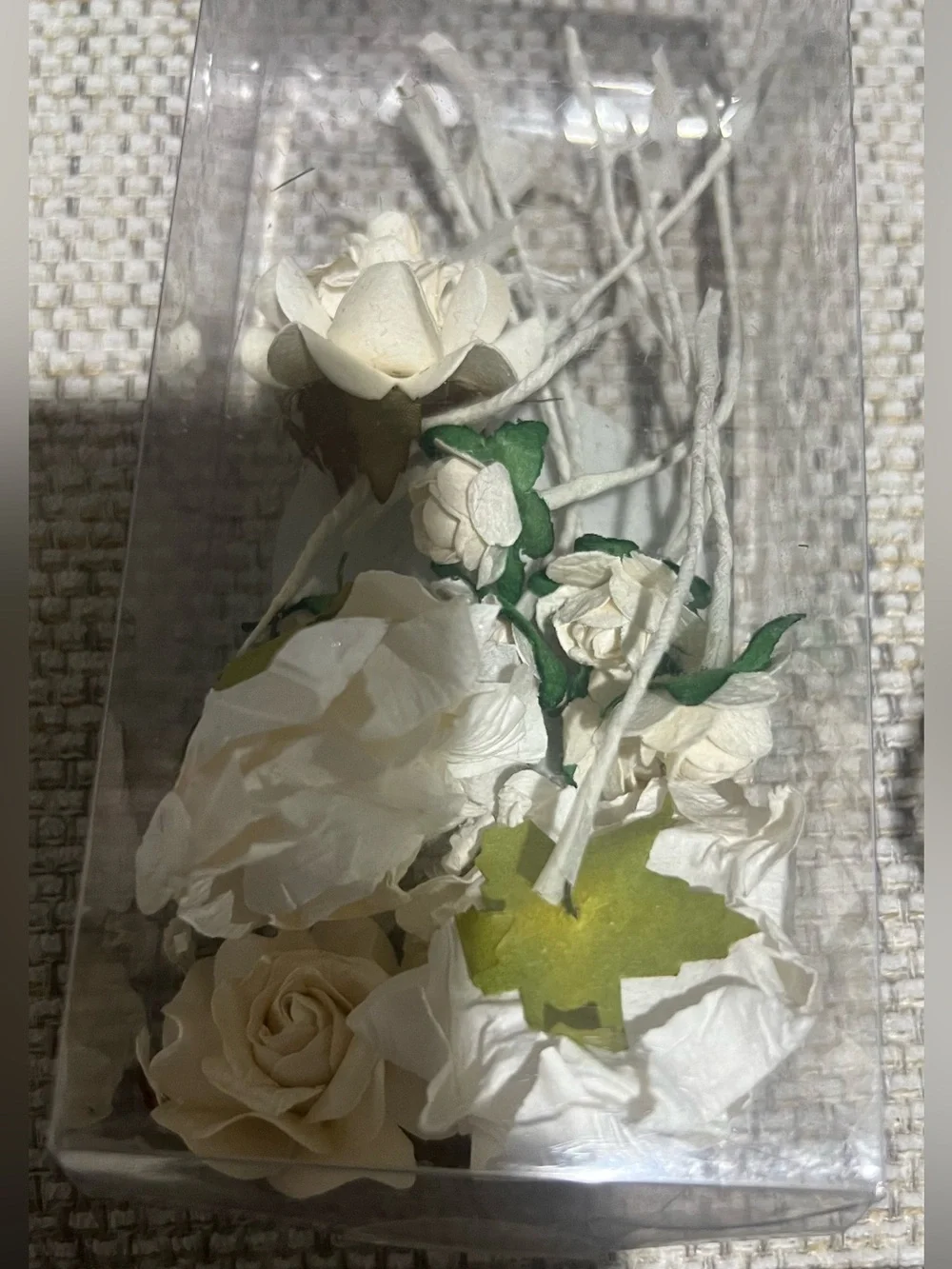 Celebrate It White Paper Rose Floral Accents with Green Leaves
